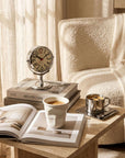 Trio Gift Set with the Venice cup on its saucer and an open magazine
