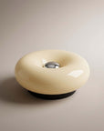 Cream Halo Touch Lamp, glossy donut shape