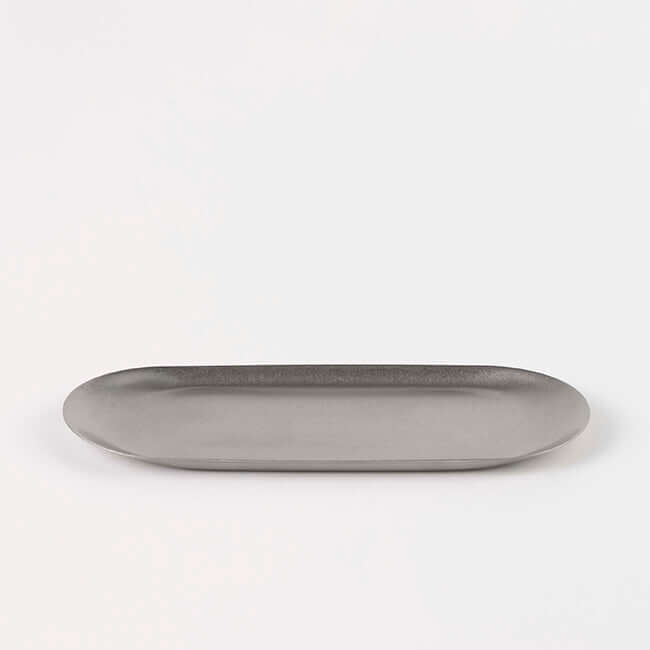 Vintage INOX oval stainless steel tray, durable and chic design, Japan-made, ideal for versatile use, dishwasher safe.