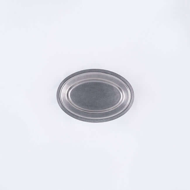 Vintage INOX oval stainless steel plate with chic design, durable and long-lasting kitchenware.