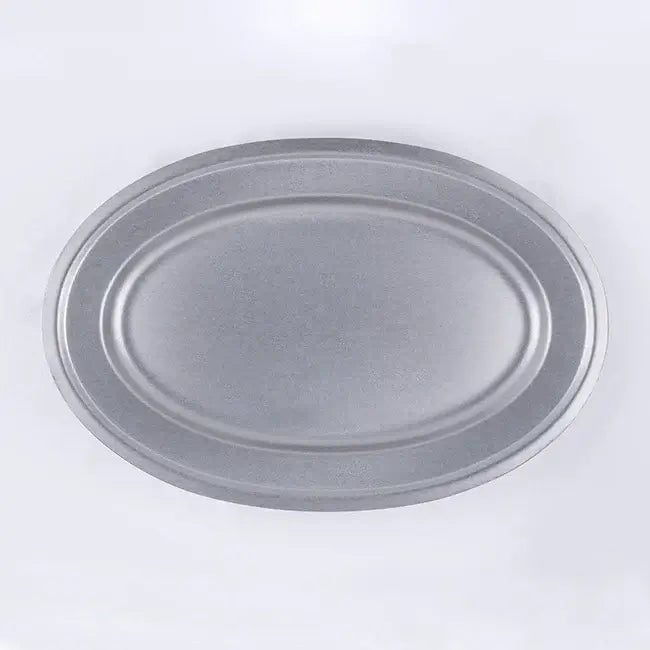 Stainless steel VINTAGE INOX oval plate with a chic design, suitable for various occasions. Durable and long-lasting tableware.