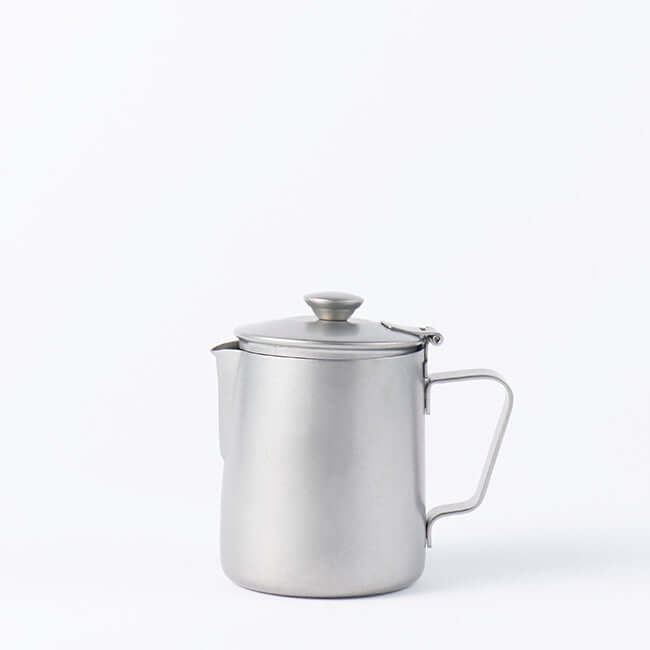 Stainless steel vintage INOX cafe pot with lid, durable and chic design, 350ml capacity, ideal for various uses.