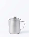 Stainless steel vintage INOX cafe pot with lid, durable and chic design, 350ml capacity, ideal for various uses.