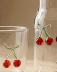 Close-up of the raised red cherry decoration on the Cherry Glass
