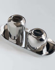 Kyoto Set with two stainless steel cups on a sleek tray, featuring a mirror finish and LoveÉcru logo engraving.