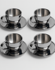 Four Luna Mirror Cups on saucers