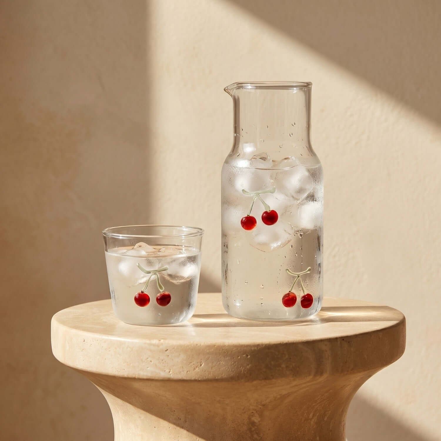 Cherry Glass Cup & Pitcher Set | LoveÉcru