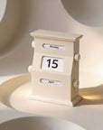 Cream block Vintage Perpetual Desk Calendar showing Monday 15 April