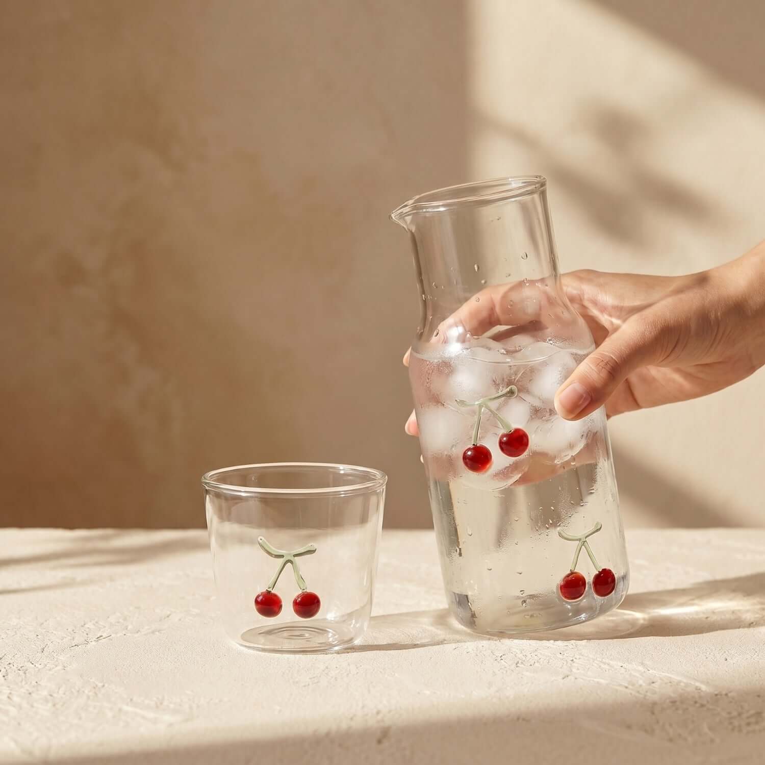 バーベキュー・調理用品 leiri ship GLASS leiri anch or GLASS set Cherry Glass Cup & Pitcher Set | LoveÉcru