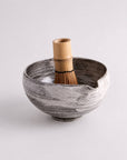 KAGE Artisan Matcha Bowl with a bamboo whisk inside