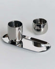 Kyoto Set stainless steel cups and tray with mirror finish from LoveÉcru.