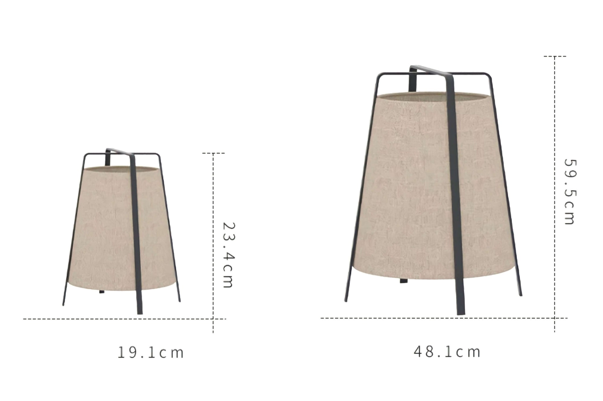 Wabi-Sabi Fabric Floor Lamp with dimensions, elegant Japanese-inspired design showcasing tranquility and simplicity.