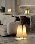 Elegant Wabi-Sabi fabric floor lamp in modern living room, adding tranquility and Japanese aesthetic to the decor.