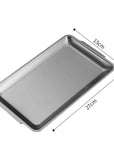 Medium stainless steel serving tray, 27 x 15 cm, with modern minimalist design for appetizers, made from premium 304 stainless steel.
