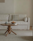 Elegant living room featuring a Clown Table inspired by building blocks, adding playful simplicity to the space.