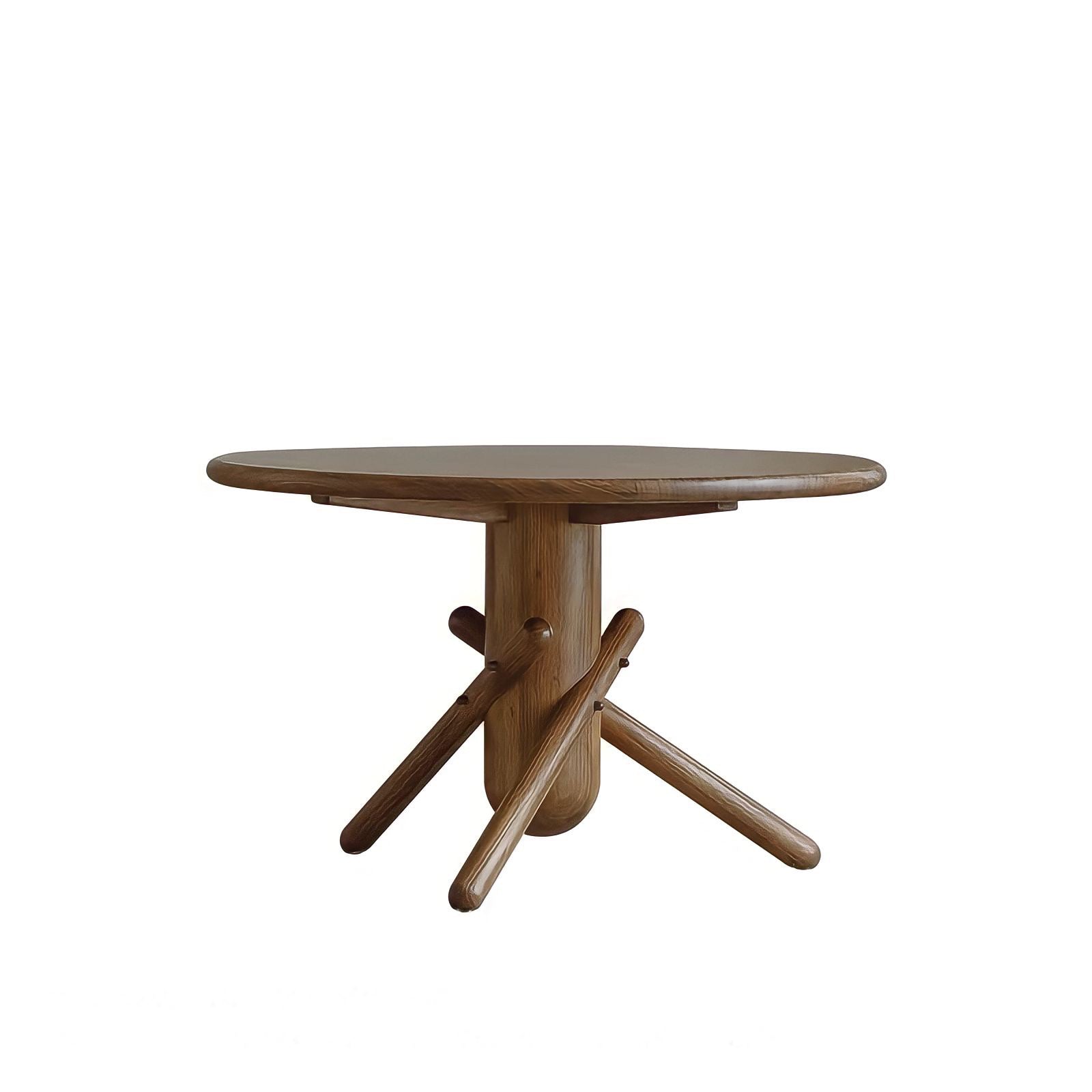 Wooden Clown Table with playful building block-inspired design, shown in natural finish with unique, angled leg structure.