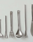 Japanese retro stainless steel cutlery set, includes 6 modern utensils with sleek, durable design for an elevated dining experience.