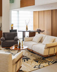 Elegant living room featuring Nozomi Banca Sofa, with stylish modern decor and cozy seating arrangement.