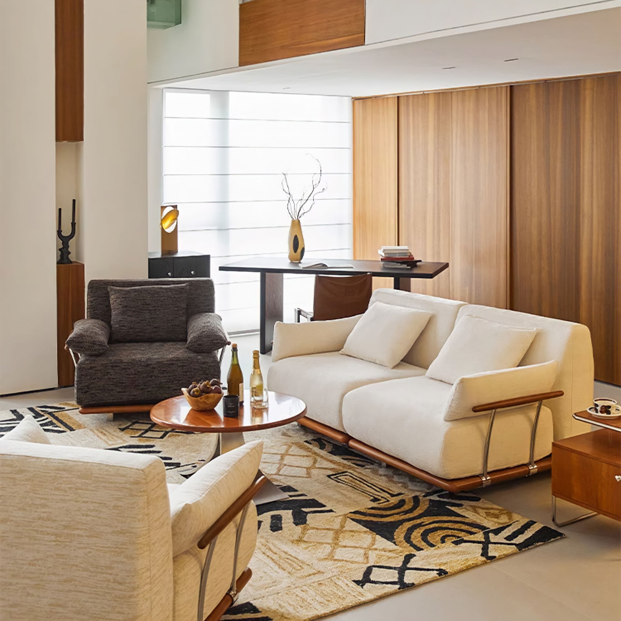 Elegant living room featuring Nozomi Banca Sofa, with stylish modern decor and cozy seating arrangement.