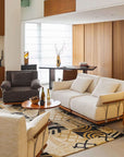 Elegant living room featuring Nozomi Banca Sofa, with stylish modern decor and cozy seating arrangement.