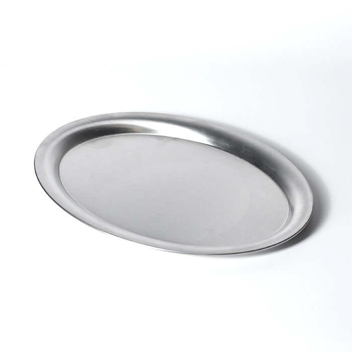Stainless steel plate with matte finish, part of exclusive collection, perfect for everyday meals and special occasions. Durable and BPA-free.