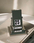 Timeless Rotating Desk Date Keeper, Nordic minimalist desk calendar, elegant design, handcrafted mechanical page-turning calendar.