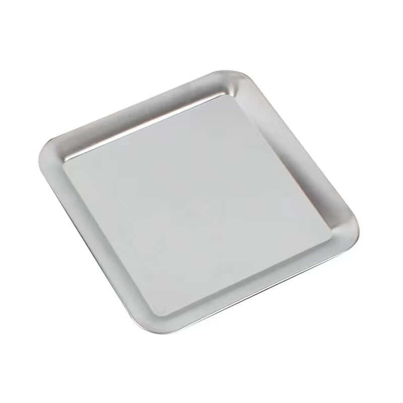 Urban Chic square stainless steel serving tray, elegant minimalist design, 23 cm x 23 cm, perfect for desserts. Dishwasher safe.