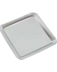 Urban Chic square stainless steel serving tray, elegant minimalist design, 23 cm x 23 cm, perfect for desserts. Dishwasher safe.