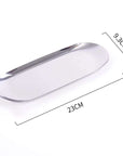 Minimalism steel tray with chic design, crafted from premium stainless steel, measuring 23cm by 9.3cm, ideal for serving and display.