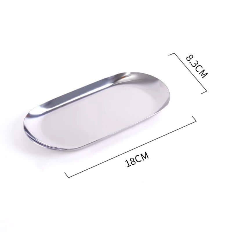 Minimalism steel tray 18cm, crafted from stainless steel, features sleek design, perfect for serving or display.