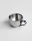 Luna Mirror Cup without saucer, rounded double-walled steel cup with loop handle