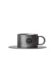 Vintage INOX stainless steel cup and saucer 90ml, durable and chic design, dishwasher safe, made in Japan