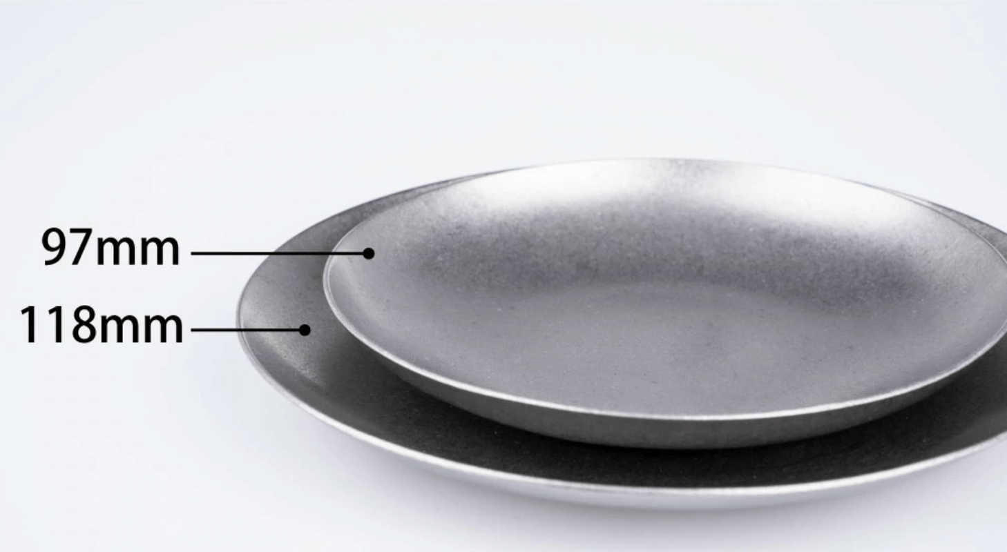 Vintage Inox small stainless steel trays in 97mm and 118mm sizes, chic durable design, made in Japan, dishwasher safe.