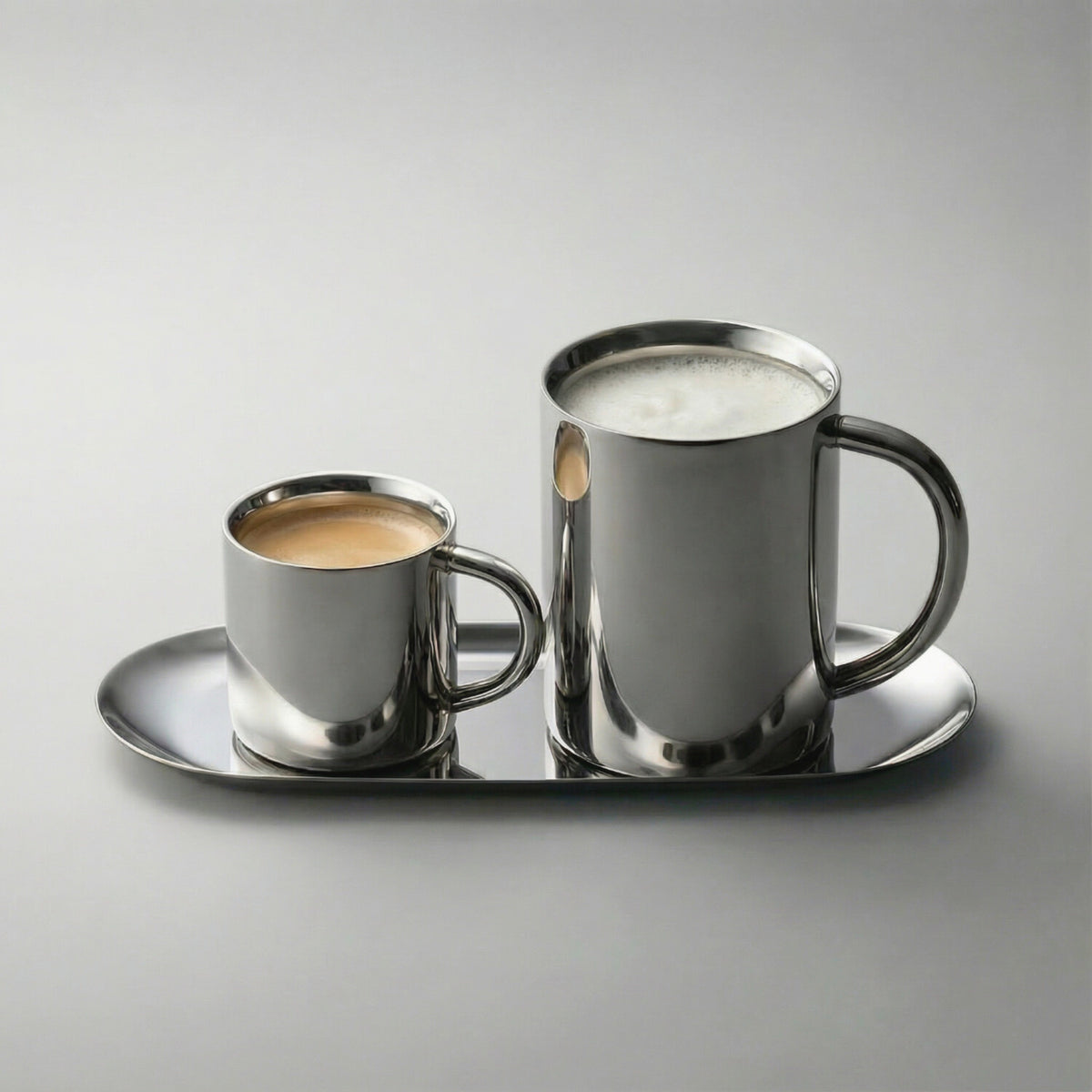 Milano Stainless Steel Coffee Cup Duo Set | Mirror Finish with