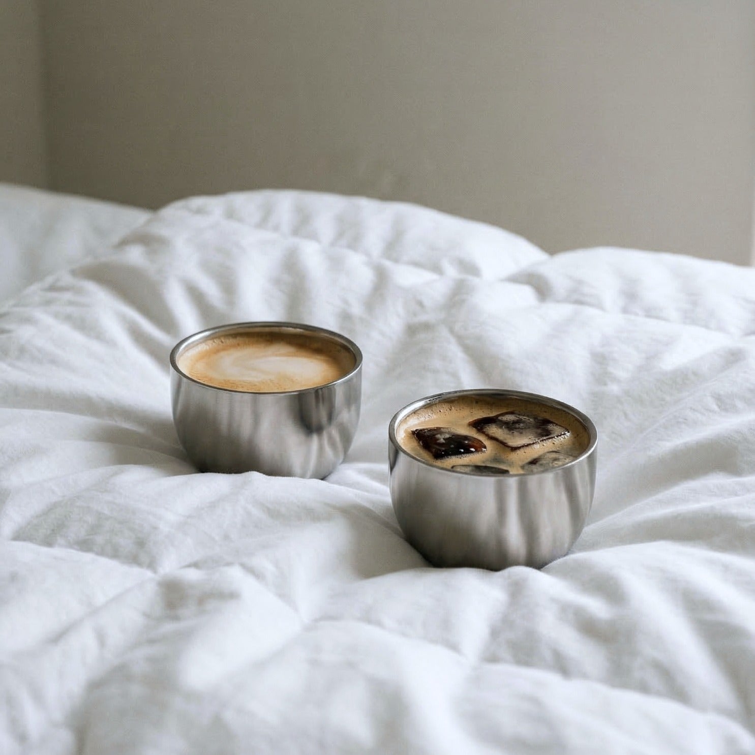 Spherical Stainless Steel Cups Set of 2