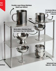 Aesthetic Stainless Bundle featuring polished items: Aira Shelf, Venice Cups, double-layer steel mug; limited offer.