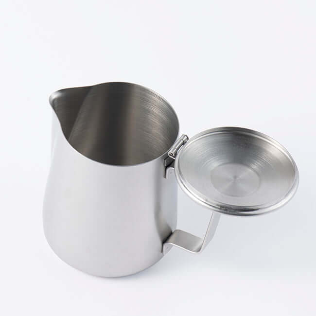 Stainless steel VINTAGE INOX cafe pot with lid open, showcasing durable design and craftsmanship, perfect for versatile use.