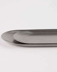 Stainless steel vintage INOX oval trays, showcasing elegant and durable design, perfect for various uses, made in Japan.