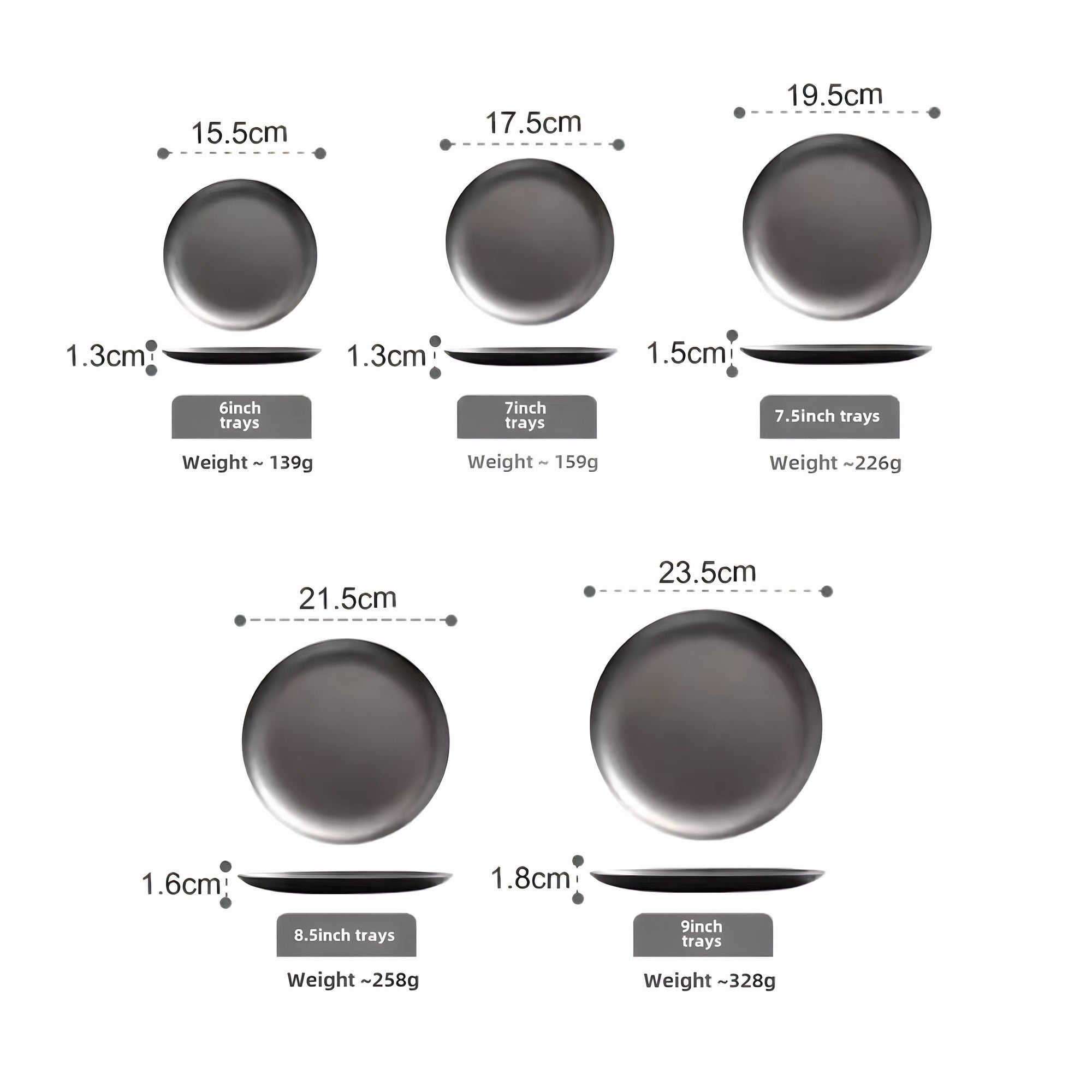 Set of Hakone Plates in varying sizes and weights, showcasing matte stainless steel finish and minimalist design.