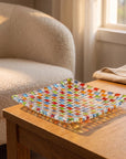 Tessera square platter on an oak side table by a window