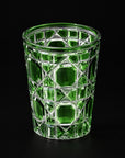 Green Vetra Lattice hand-painted glass, on a black background