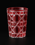 Red Vetra Lattice hand-painted glass, on a black background