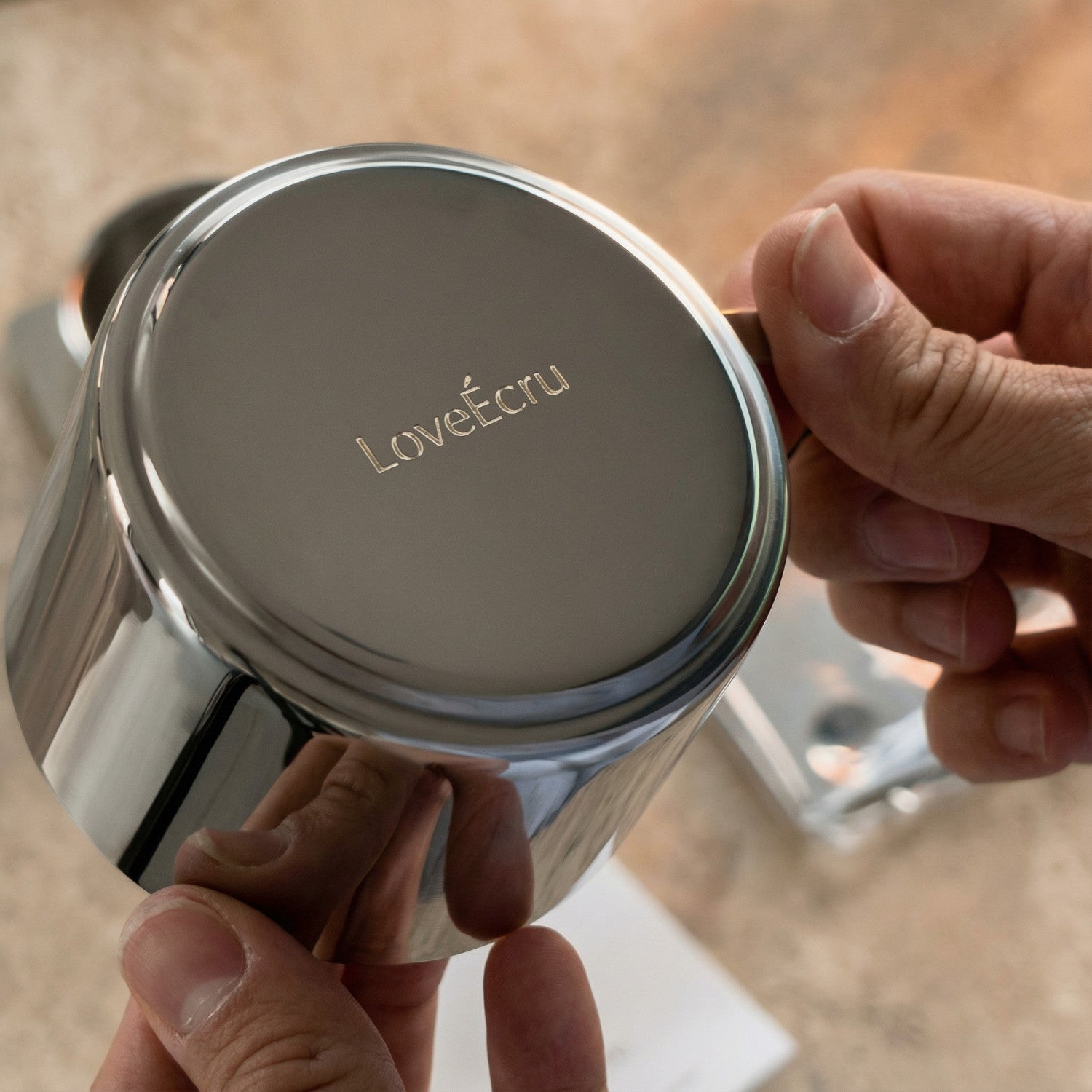 Venice Mirror Cup Set with Saucer & Spoon | Polished Stainless