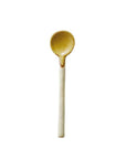 Marumitsu Bean Spoon with rustic textured glaze on a bean-shaped tip and white clay finish.