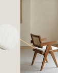 Chandigarh chair made of imported teak and rattan, showcasing wabi-sabi design with exquisite carvings and minimalist style.
