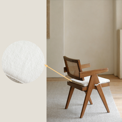 Chandigarh chair made of imported teak and rattan, showcasing wabi-sabi design with exquisite carvings and minimalist style.
