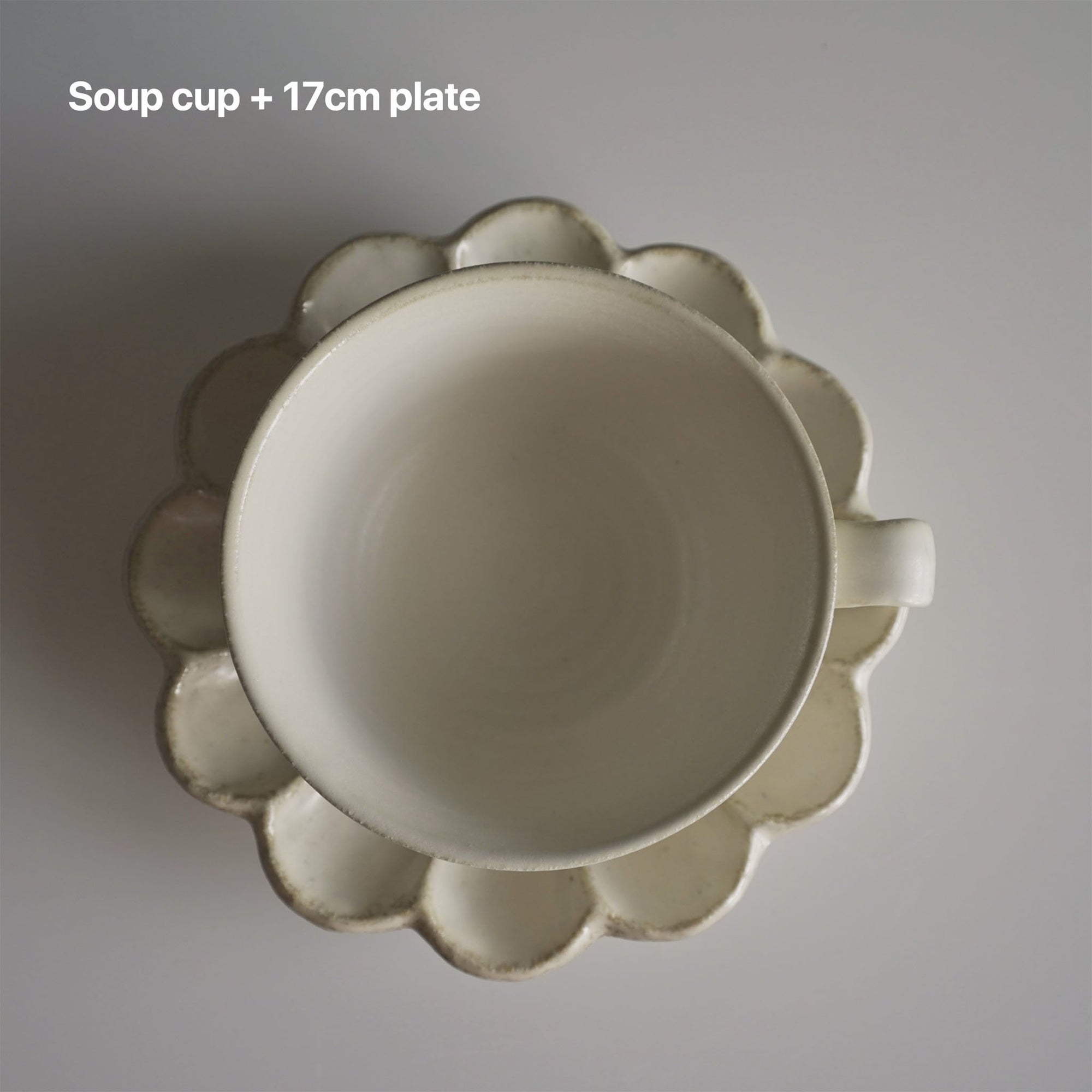 Rinka Soup Cup with 17cm Plate, Porcelain Flower Shape, Kaneko Kohyo Collection, Elegant Tableware Set