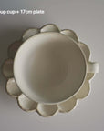 Rinka Soup Cup with 17cm Plate, Porcelain Flower Shape, Kaneko Kohyo Collection, Elegant Tableware Set