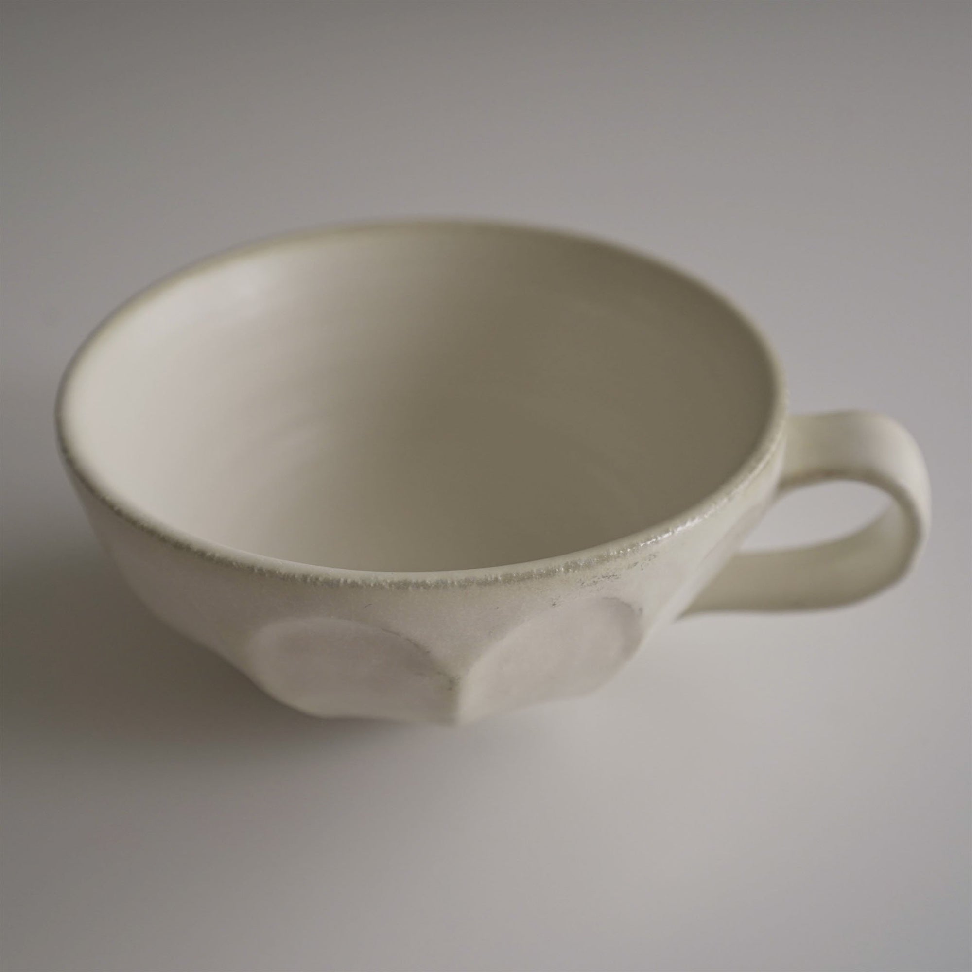 Rinka Soup Cup from Kaneko Kohyo, handcrafted, white porcelain with flower shape, 300 cc capacity