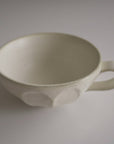Rinka Soup Cup from Kaneko Kohyo, handcrafted, white porcelain with flower shape, 300 cc capacity